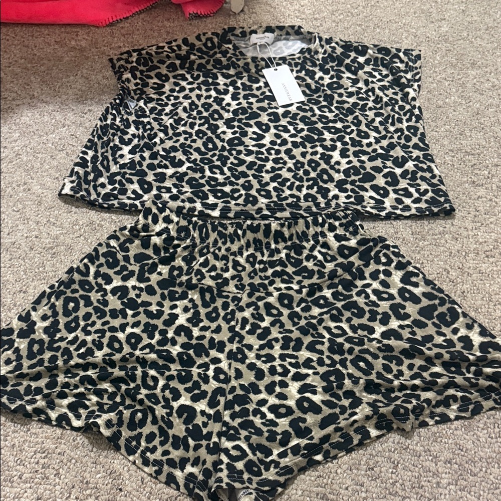Leopard Print Top and Shorts Set